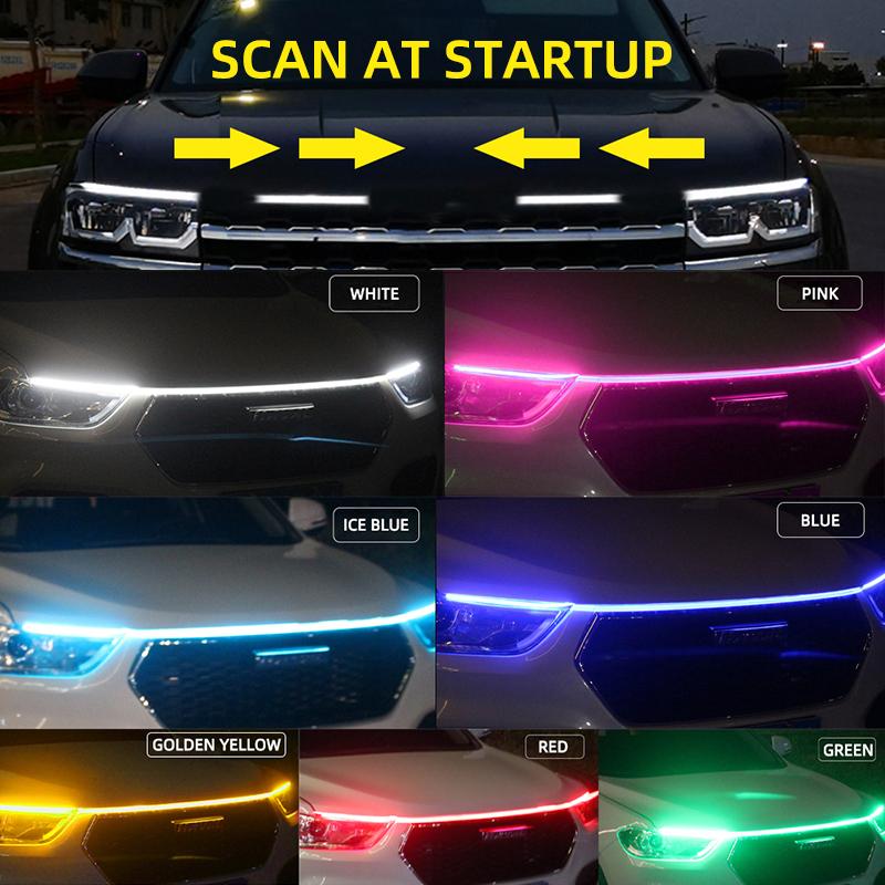 1 sztuka Samochodowe Światła Do Jazdy Dziennej Pasek Świetlny na Maskę Typu Przelotowy Auto Modyfikowany Przedni Reflektor Ulepszenie Cięty Dekoracyjny Light
