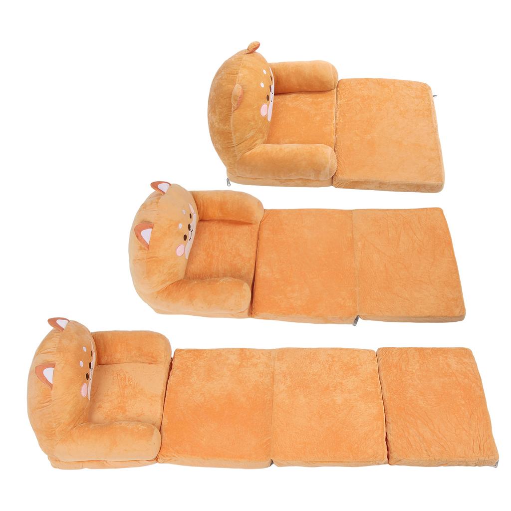Kids Chair Couch Cartoon Folding Cute Couch Portable Sofa Chair for Home Schools Brown Puppy
