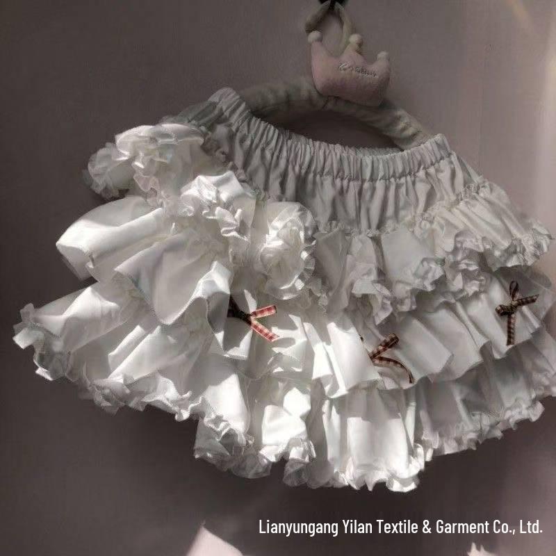 Sweet White Puffy Lace Ballet Skirt - Petite, High Waist, Elastic Waistband