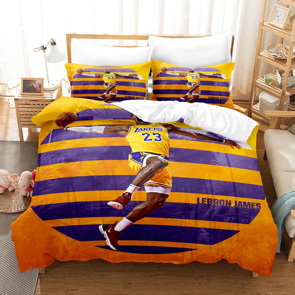 Basketball Print Home Bedding Set Basketball Sports Theme Quilt Cover Pillowcase Sheet/Double Bed 2/3 Pieces Full Size Bedroom Decoration