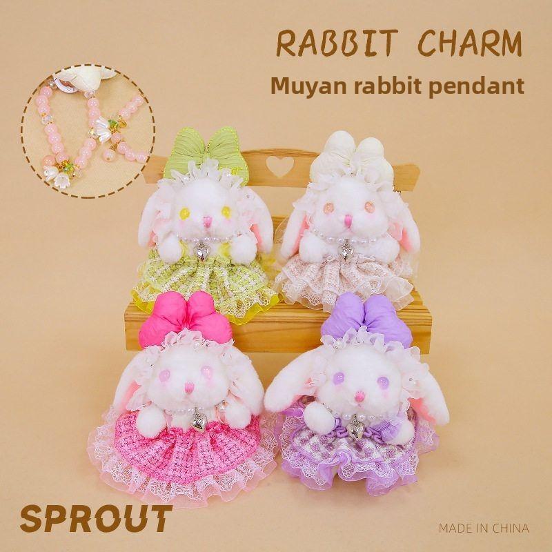 Rabbit Adorable Plush Pendant With Bow And Dress Decoration For Kids Decor