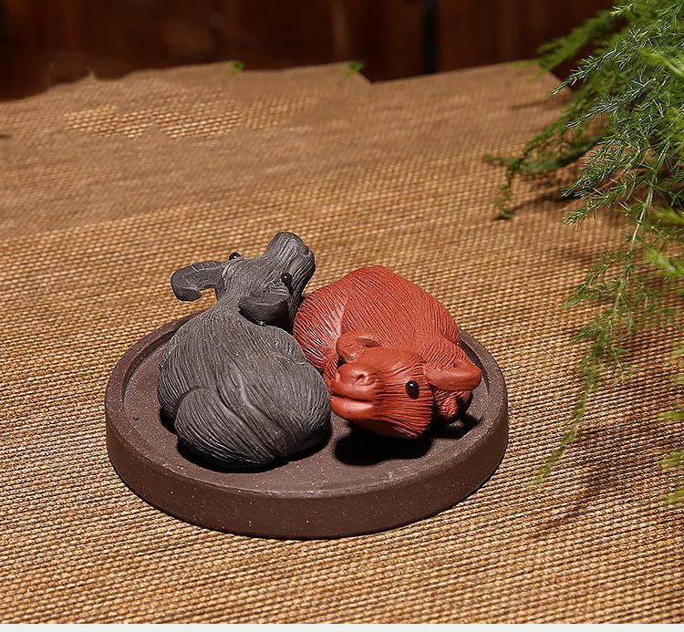 Zisha Qiankun Niu Statuette Ceramic Lucky Cow Crafts Cute Home Decoration Accessories Chinese Tea Set Ornaments Statue