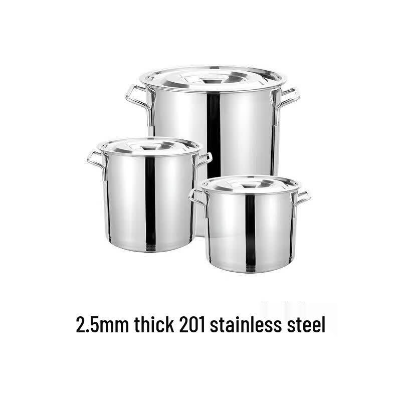 JingZhouYuan Commercial Thickened Stainless Steel Storage Bucket 30cm H