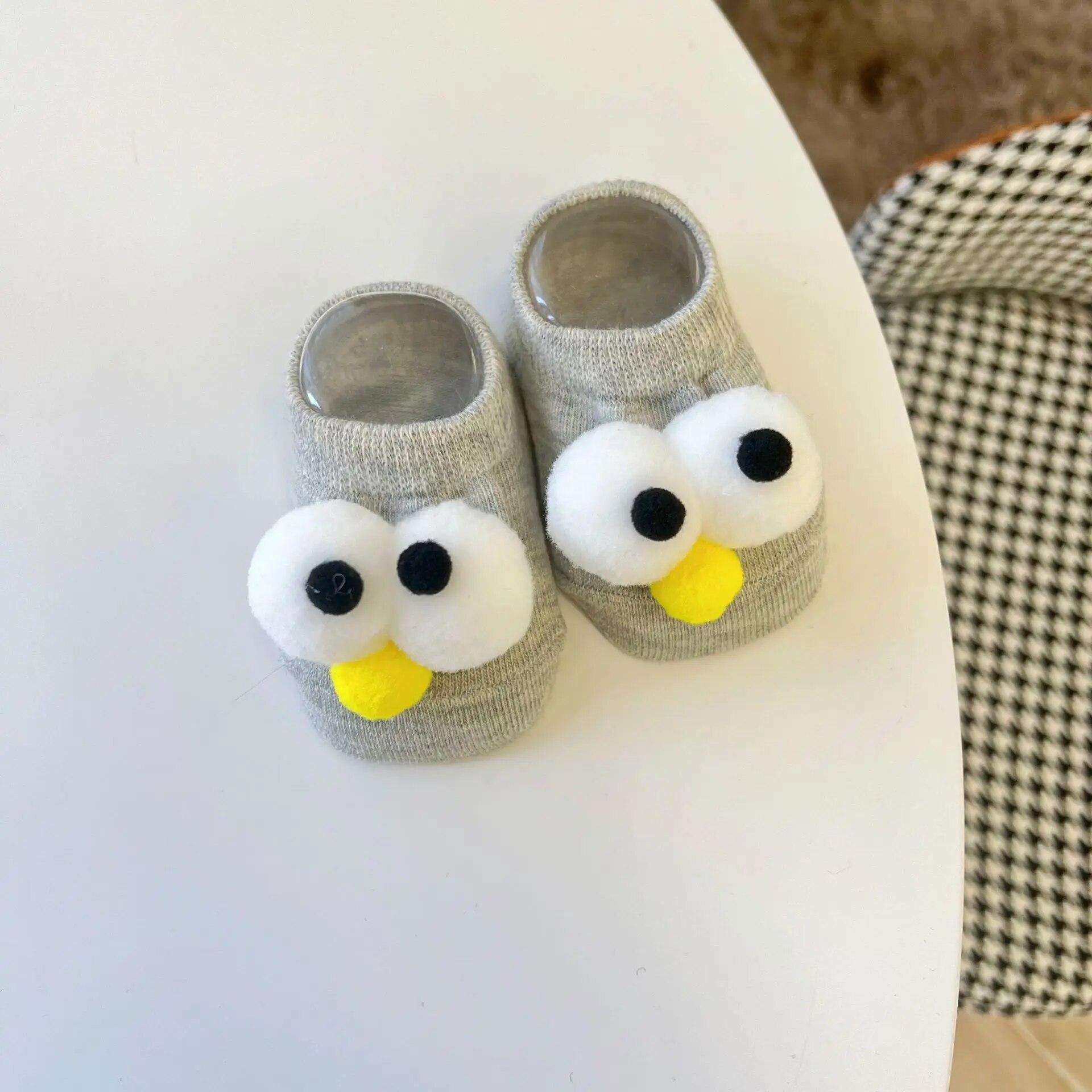 

Новые хлопковые детские носки-лодочки с героями мультфильмов, мягкие и удобные носки-тапочки, нескользящие носки для малышей с 3D-рисунком, От 0 до 3 лет M серый