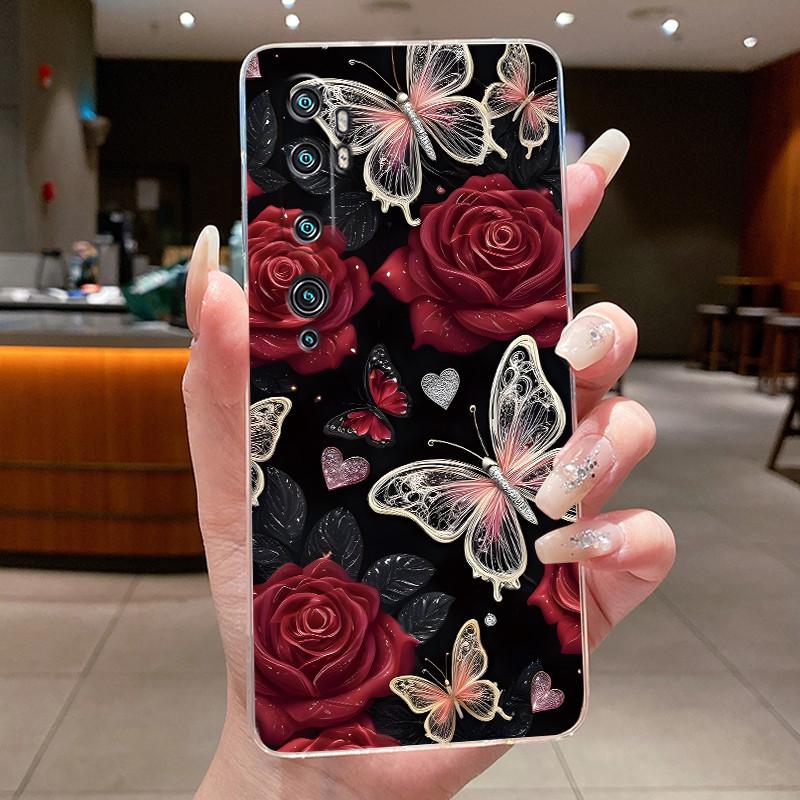 Phone Case For Xiaomi Mi cc9 Pro/Mi Note 10/Mi Note 10 Pro Butterfly Bow Protective Casing Transparent Soft Silicone TPU Cover