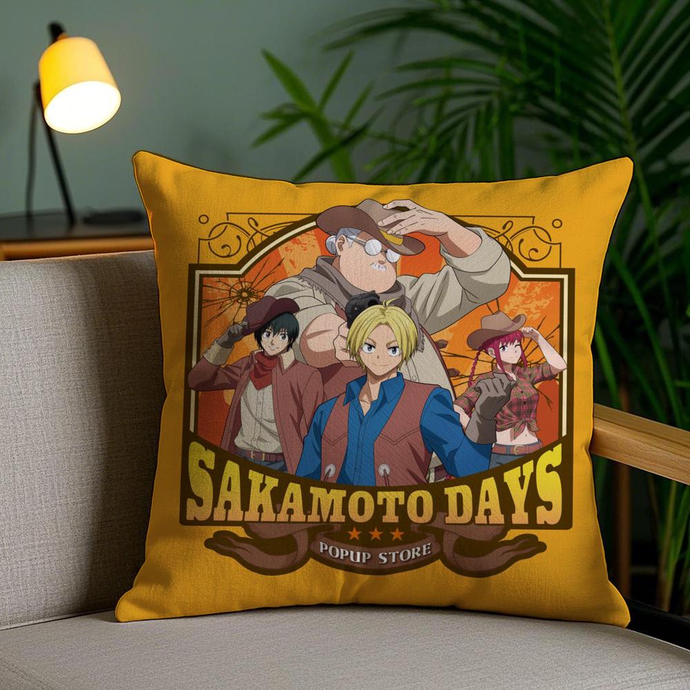 Anime S-Sakamoto Days Cushion Cover Soft Short Plush Double-Sided Printing Home Decor Machine Washable Pillow Case Gift