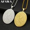 Jesus St. Heiliger Antonius Bete für uns Anhänger Halskette für Damen Herren Edelstahl Goldfarbe Religion Medaillon Kette Schmuck