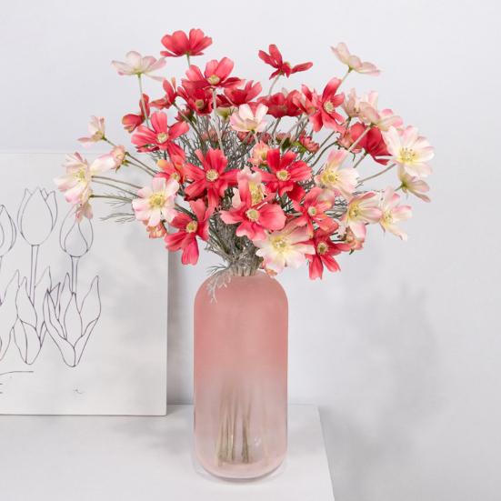 Künstliche Cosmeenblüten 6 Köpfe Kunstseiden-Cosmeen mit Stiel Falscher Wildblumenstrauß für Vase Hochzeitsparty Frühling Sommer Heimdekoration