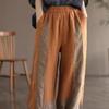 High Quality Cotton and Linen Color Blocked Casual High Waisted Seven Part Harem Pants Lantern Pants