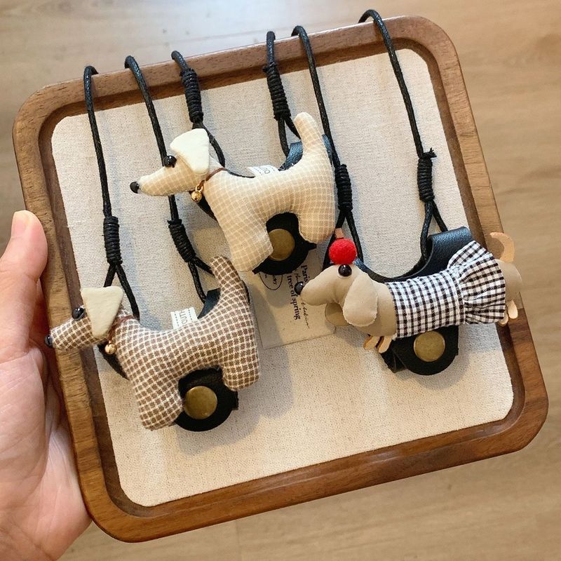 Cartoon Dachshund Leather Glasses Clip Hanging Neck Decorative Accessories Portable Cute Stylish Versatile Eyeglass Storage Gift