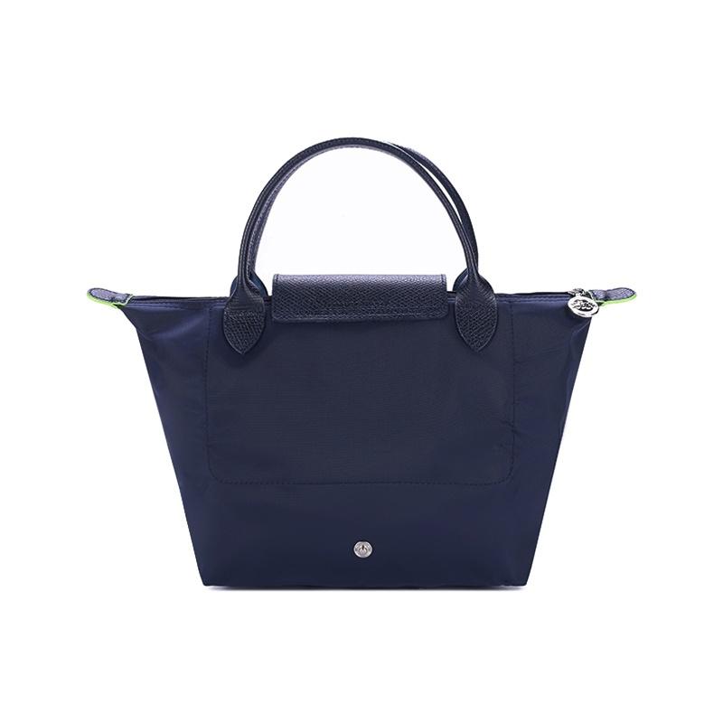 Longchamp Le Pliage Serie einfarbig kurzer Griff Reißverschluss Druckknopf Segeltuch Patchwork Knödeltasche Handtasche kleine Größe Damen marineblau 1621919P68