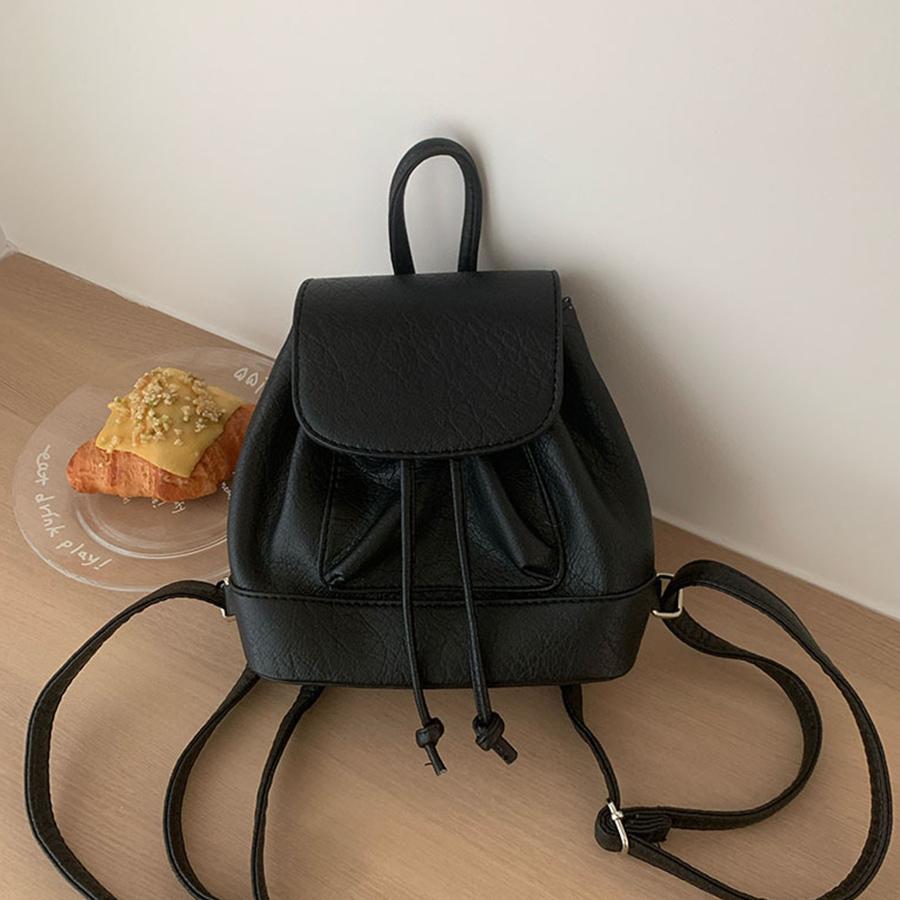 Small Flip -top Backpacks School Bags for college girls Pu Leather Women Shoulder Bag Cute String Female Handbags Tote Purse sac