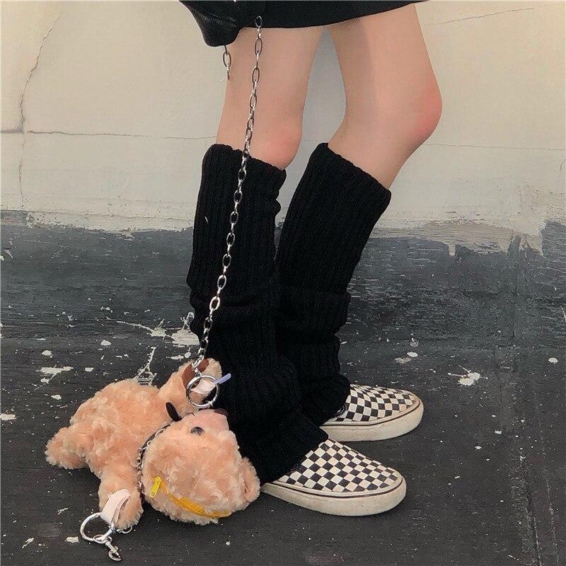 Sıcak Bayan Diz Yüksek Bacak sıcak tutan çorap Kadın Ince Punk Serin Örgü Uzun Kış Çorap Lolita Cosplay Gotik Kawaii Hip-Hop Kaya Y2k