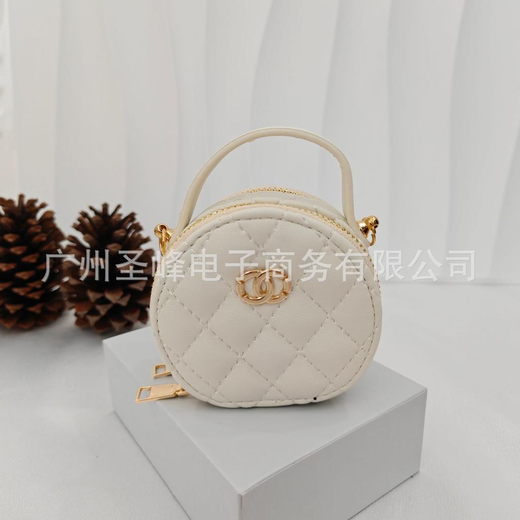 New Product Gold Ball Chain Small Round Cake Cute Mini Small Waste Bag One Shoulder Crossbody Lipstick Bag Small Fragrance Pendant Fashion