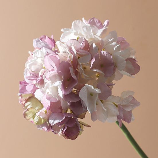 Real Touch Hydrangea Artificial Flowers Full Faux Hydrangea Flower with Stem Lifelike Large Fake Silk Flowers for Home Party Floral Arrangements