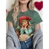 Casual Loose Fit Round Neck Short Sleeve T-Shirt With 3D Dog Print Women Men 2025