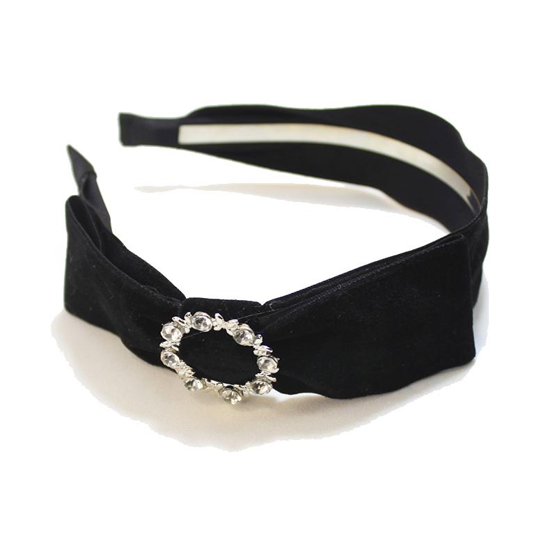 Lystrfac  New Velvet Rhinestone Bow Hairband Vintage Knot Women Headband Girls Fashion Hair Hoop Bezel Female Accessories