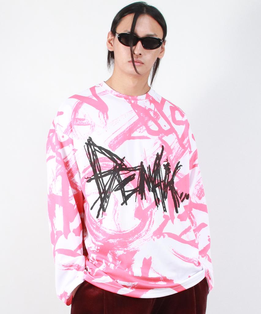 Deumakeu M Street Graffiti Logo Text Oversized T-Shirt - Red