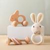 3Pc Baby Rattle Toys Wooden Animal Car And Crochet Rattle Sets Baby 0 12 Months Toys Teething Toys Baby Accessories Baby Toys