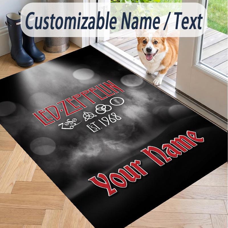 Custom Text Printed Rug Led Zeppelin Non Slip Floor Carpet For Home Room Decor