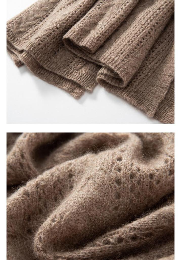 Women's Retro Cashmere Scarf - Autumn/Winter Knitted Shawl for Warmth and Style