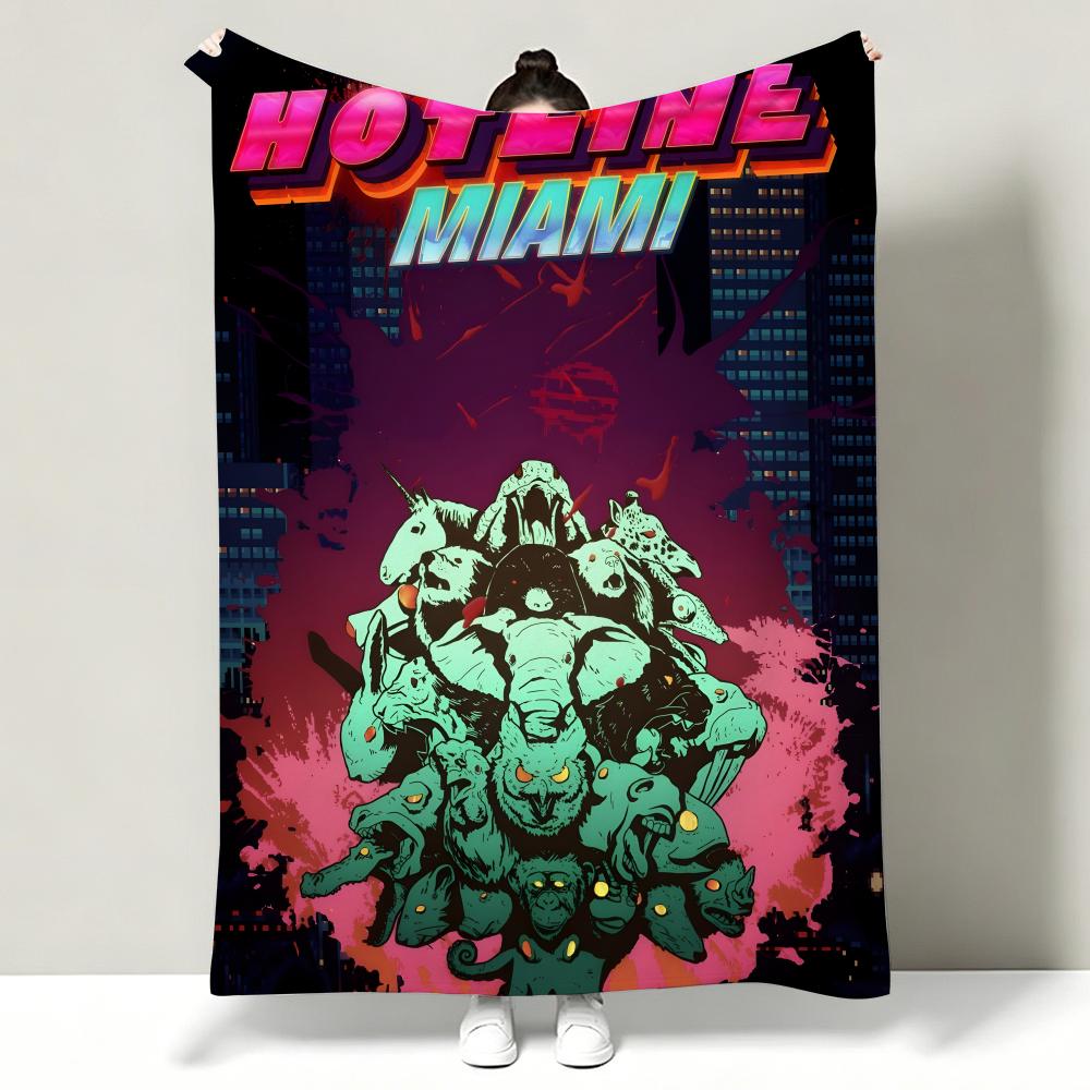 Game HHotline MMiami Throw Soft Warm Flannel Throw Blanket Multiuse for Sofa Bed Office Nap