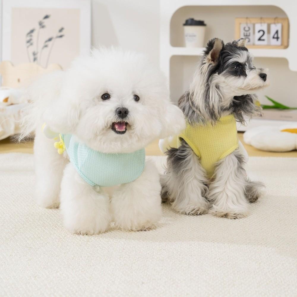 Cute Print Breathable Dog T-Shirt Comfortable Cartoon Cat Traction Suit with D-ring Lightweight Pet Vest Daily Walk