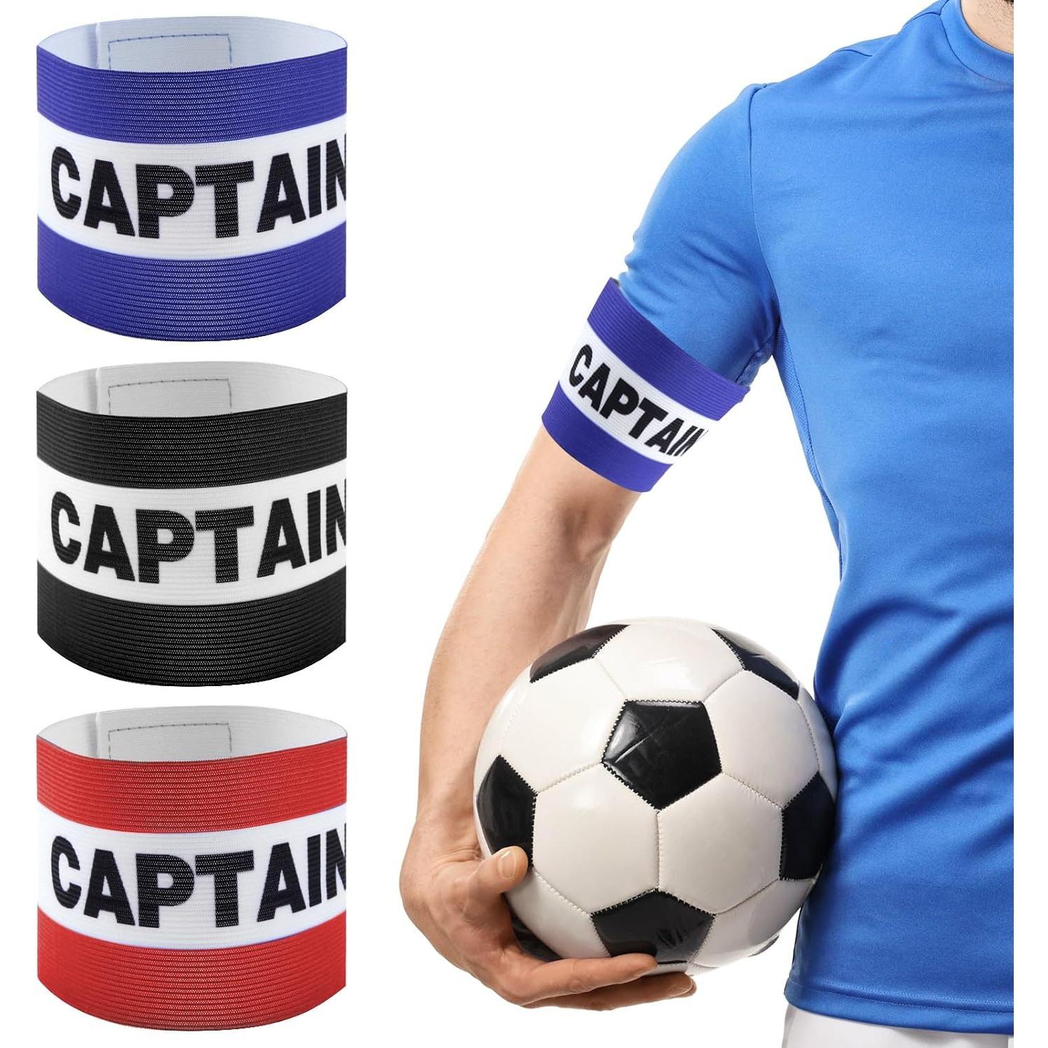 Football Captains Armbands 3Pcs Captain Armband Kid Polyester Captains Armband Adjustable Elastic Sports Arm Bands Football Accessories 3Colours 3PCS