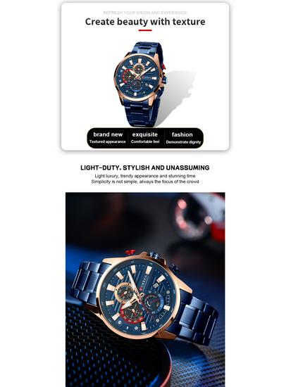 CURREN 8415 Men's Six-Hand Quartz Waterproof Business Watch with Calendar