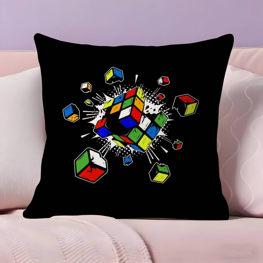 Polštářek R-Rubik C-Cube Potah na polštář Ultra měkká tkanina šetrná k pokožce Pohodlí jako v oblacích & Skrytý zip
