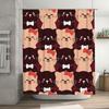 Kitten Shower Curtain Set Red And Pink Cat Print Fabric Waterproof Bath Decor For Bathroom Accessories Home Supplies