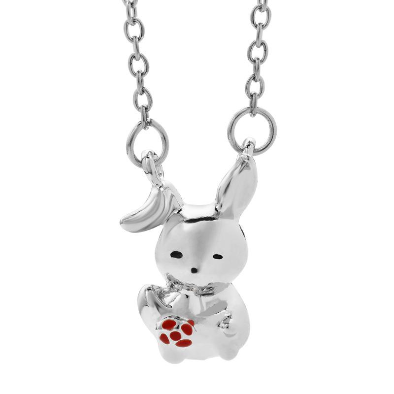 Elegant Titanium Steel Rabbit Pendant Necklace For Women In Shiny Gold And Silver