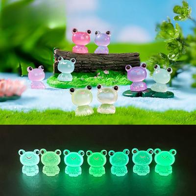 10Pcs/lot Cute Luminous Frog Animal Miniatures Mini Figurine Glow In the Dark Fairy Garden Decoration Moss Terrarium Micro