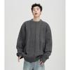 Men's Retro Cable Knit Crew Neck Sweater – Loose Fit, Trendy Autumn/Winter Hong Kong Style