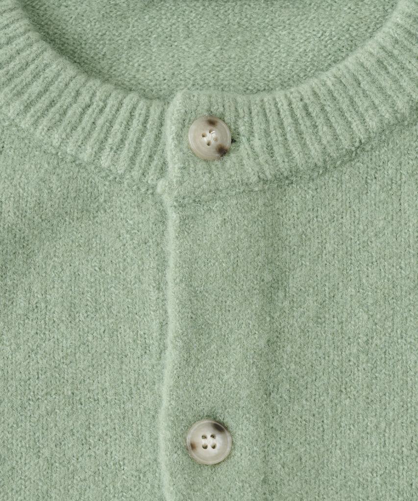 Analog Mood Handy Round Crop Fit Knit Cardigan (Green)
