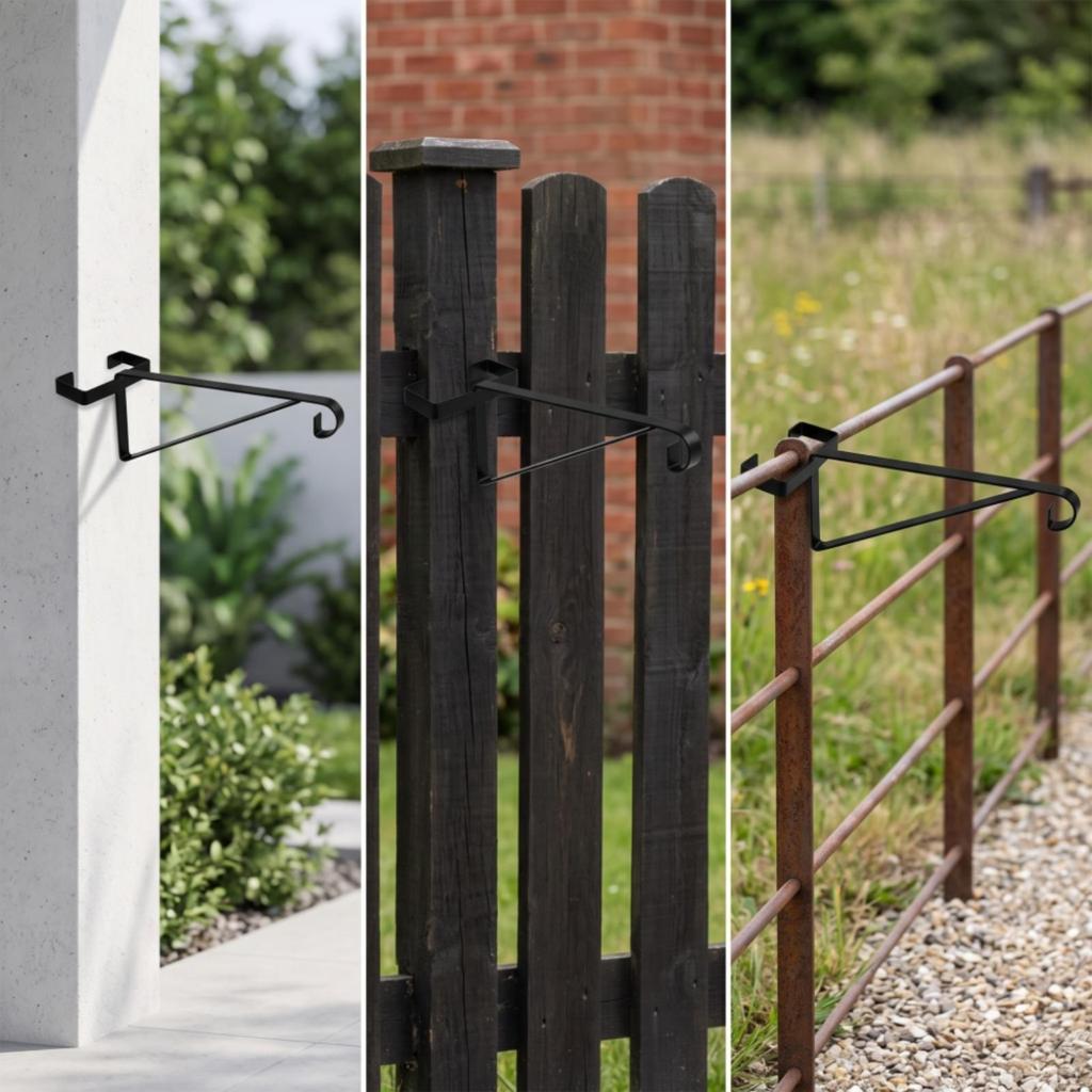 4 Pieces Hanging Basket Bracket Easy to Install Fence Post Hanger NoTool Hook for