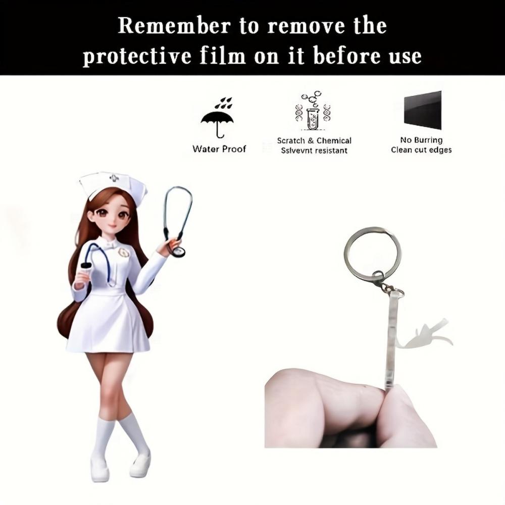 Elegant and Beautiful Acrylic Nurse Keychain - Medical Uniform Nurse Theme Keyring for Nurses Day Pendant Gift Souvenirs for Friends