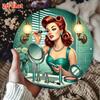Vintage Hollywood Wall Art Vintage Hollywood Glamour Wall Art Sign Round Aluminum Tin Plaque with Retro Makeup SceneDurable