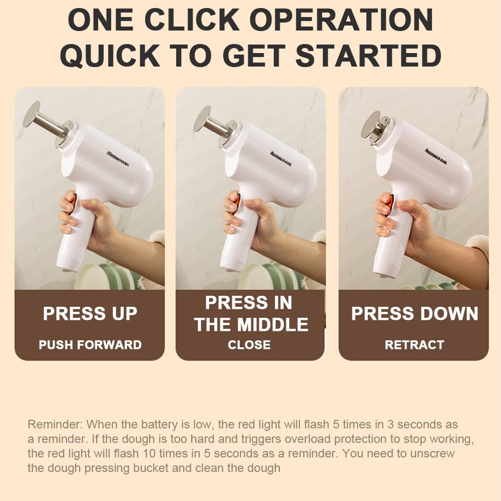 Cordless Pasta Machine Detachable Handheld Electric Pasta Maker with Moulds and Scraper Portable Noodle Maker for Kitchen Pasta