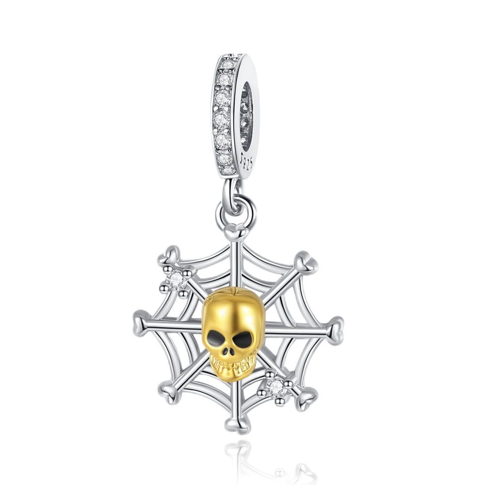 S925 Silver Halloween Witch Skull Pendant Necklace Gothic Jewelry For Women