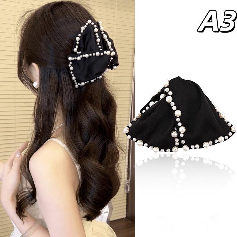 Bow Hair Claw Clip Solid Color Black White Hair Shark Grab Clip Hair Style Tools Hair Accessories For Women Girl