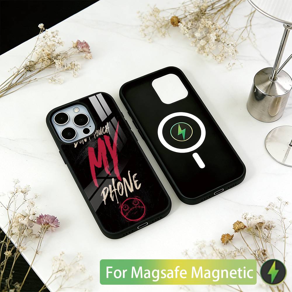 Fass mein-y Handy nicht an Handyhülle Für iPhone17,16,15,14,13,12,11 Plus,Pro Magnetisch Für Magsafe Kabelloses Laden