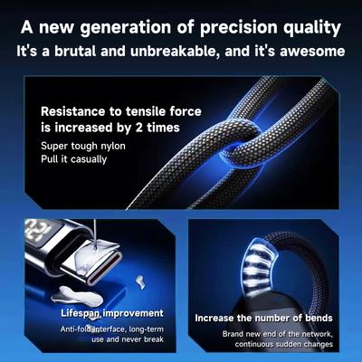 120W USB Type C Data Cord Ultra Fast Charging Cable Digital Display Cable For Macbook Pro Xiaomi 14 Oneplus Samsung