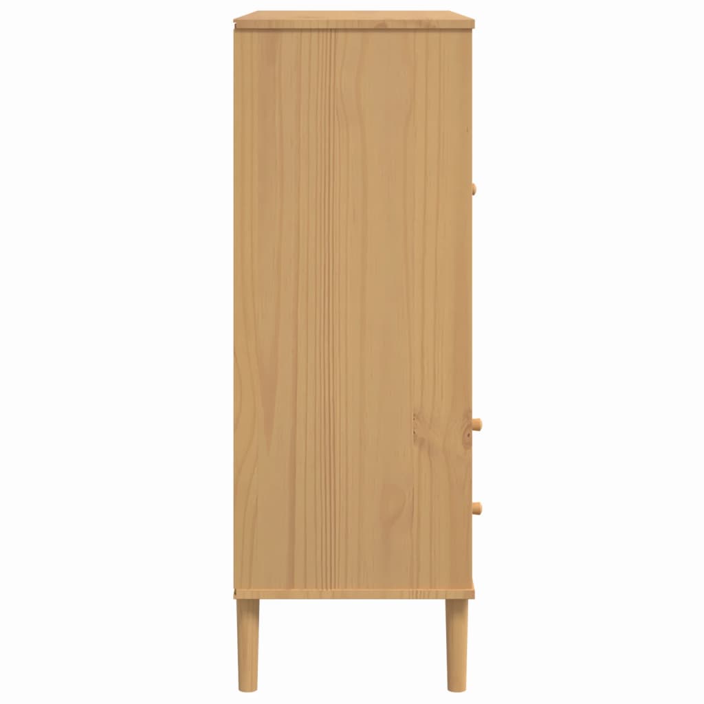 Highboard SENJA Rattan Look Brown 90x40x112 cm Pine Wood