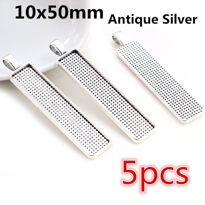 Hot Sales 10X25/10x50/25x50mm Cameo Rectangle Bezels Blank Pendant Cabochon Base Setting For Jewelry Making Accessories Supplies