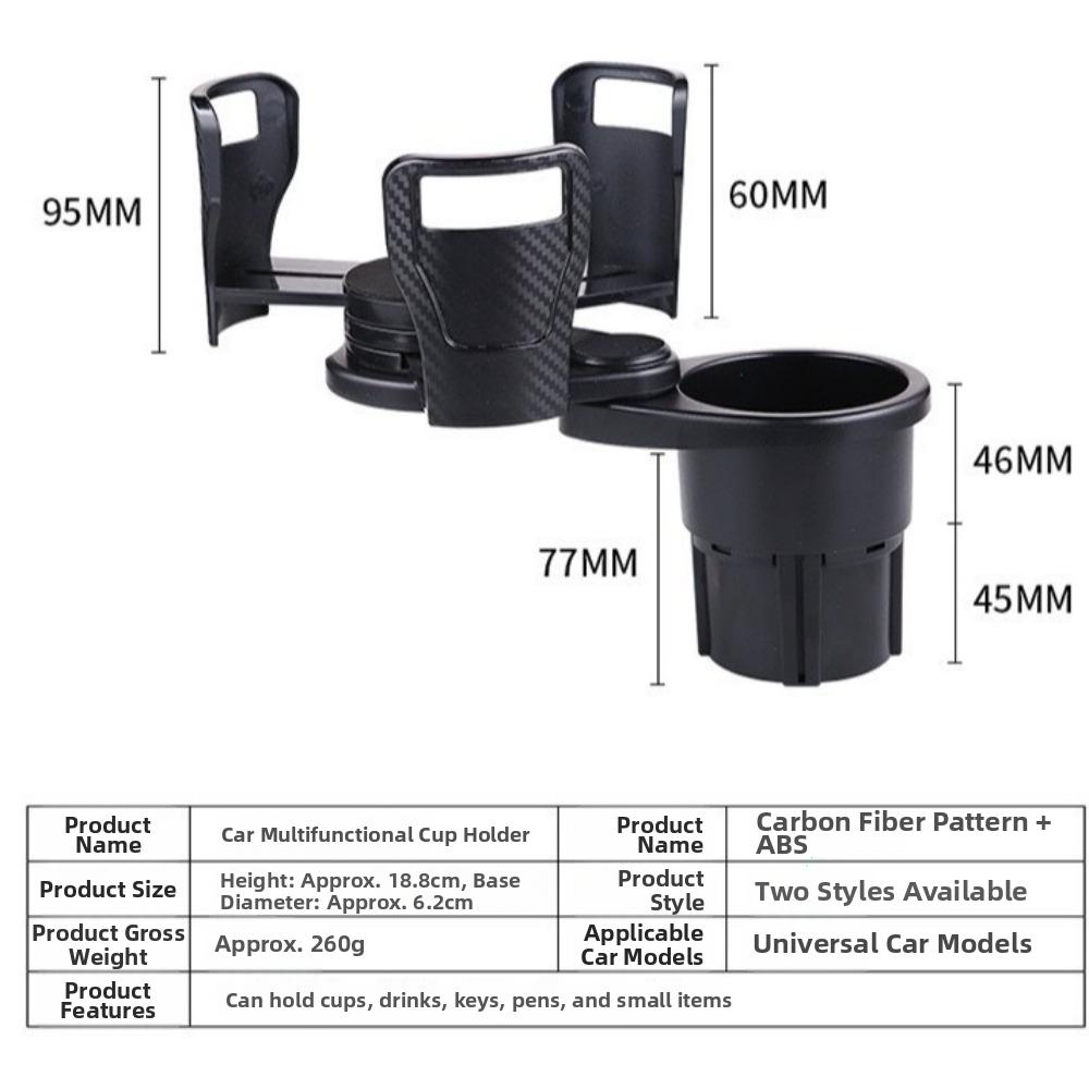 Portavasos Multifuncional con Patrón de Fibra de Carbono Portavasos Giratorio 360 Grados Portabebidas