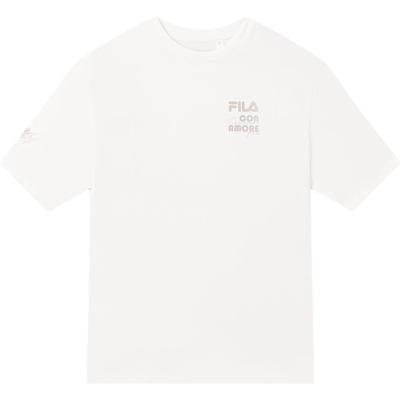Fila Fashion Casual Loose Breathable Embroidered Knit Short Sleeve T-Shirt SS23 Unisex Tops Off-White F11U329103F-IV