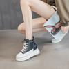 Inner height increase 7 leather little white shoes women, autumn new versatile thick-soled muffin casual shoes autumn models