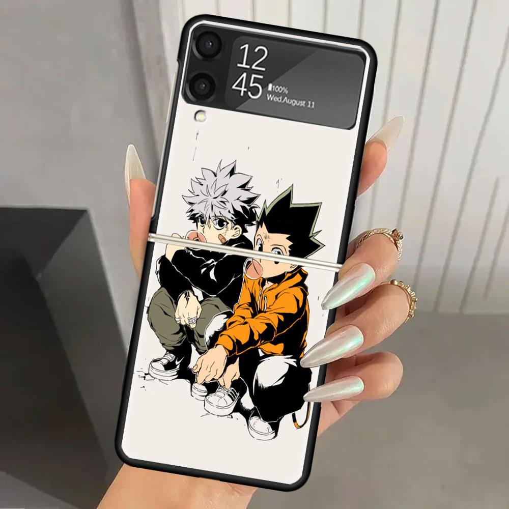 Hunter HXH Anime Hard PC Phone Case For Samsung Galaxy Z Flip 7 6 5 4 3 Black ZFlip7 ZFlip6 Flip5 Flip4 Flip3 5G Print Cover Gal