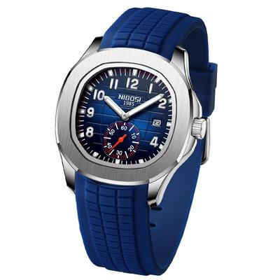 NIBOSI Herren Silikon Sport Wasserdicht Armbanduhr Stilvoll Lässig Marke Analog Herrenuhr Große Arabische Ziffern Leicht Ablesbares Zifferblatt Datum Fluoreszierend